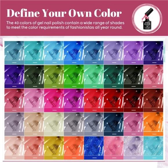 45PCS Gel Nail Polish Kit with U V Light 120W LED Nail Lamp 40 Colors - Picture 3 of 8